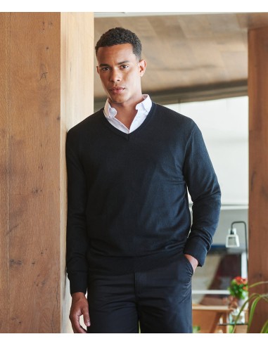 H-H760-Pull à col V acrylique toucher cachemire Homme et Femme